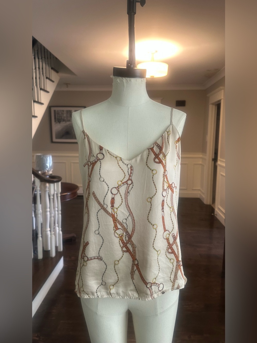 L’agence silk Chain-Print Satin Cami Top